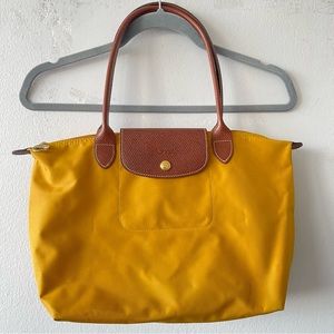Longchamp Mustard and Chestnut Tote Bag